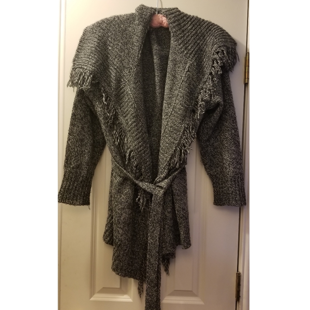 Tie front sweater cardigan jacket